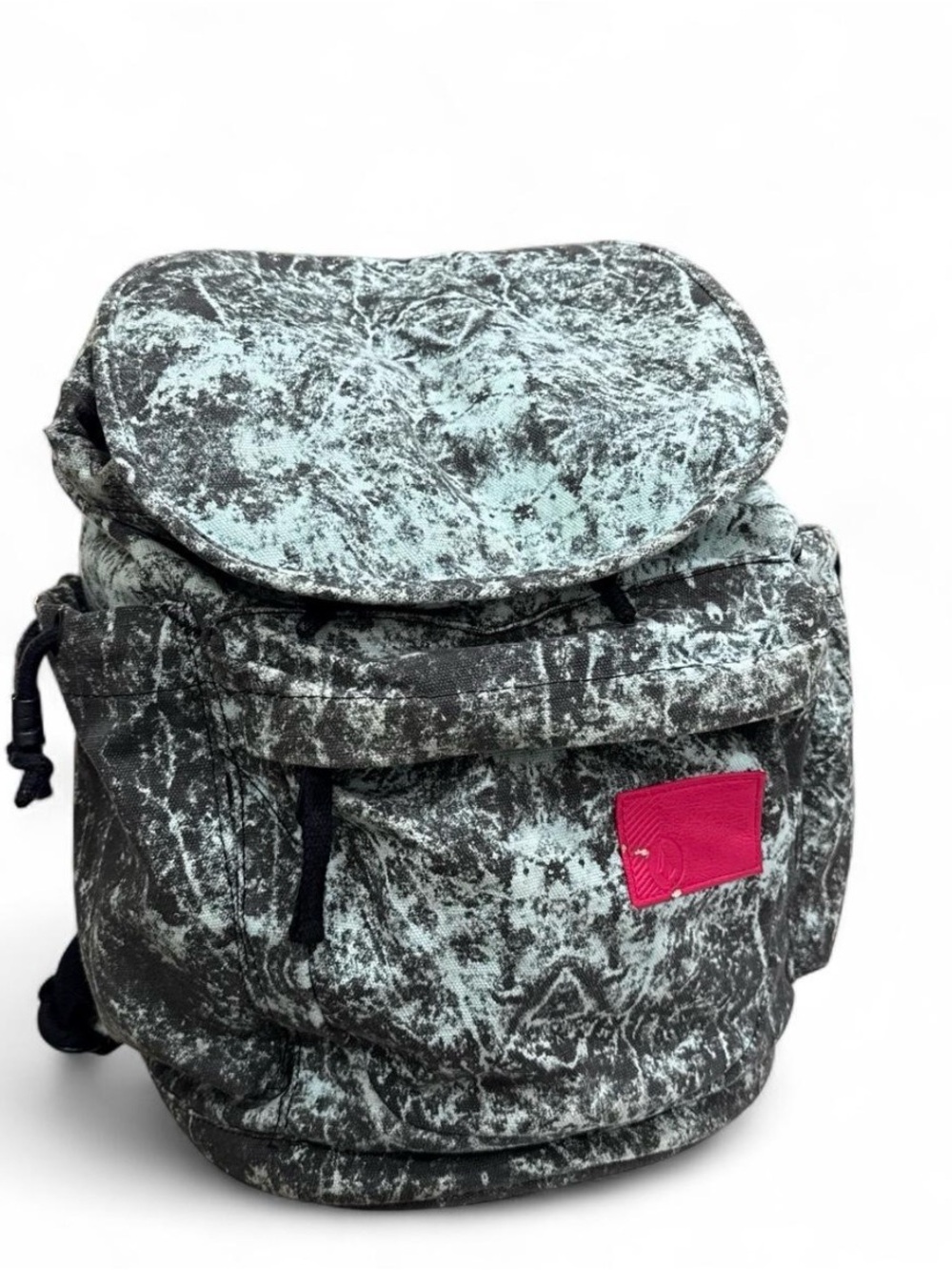 Mint Marble Print Backpack with Pink Accent